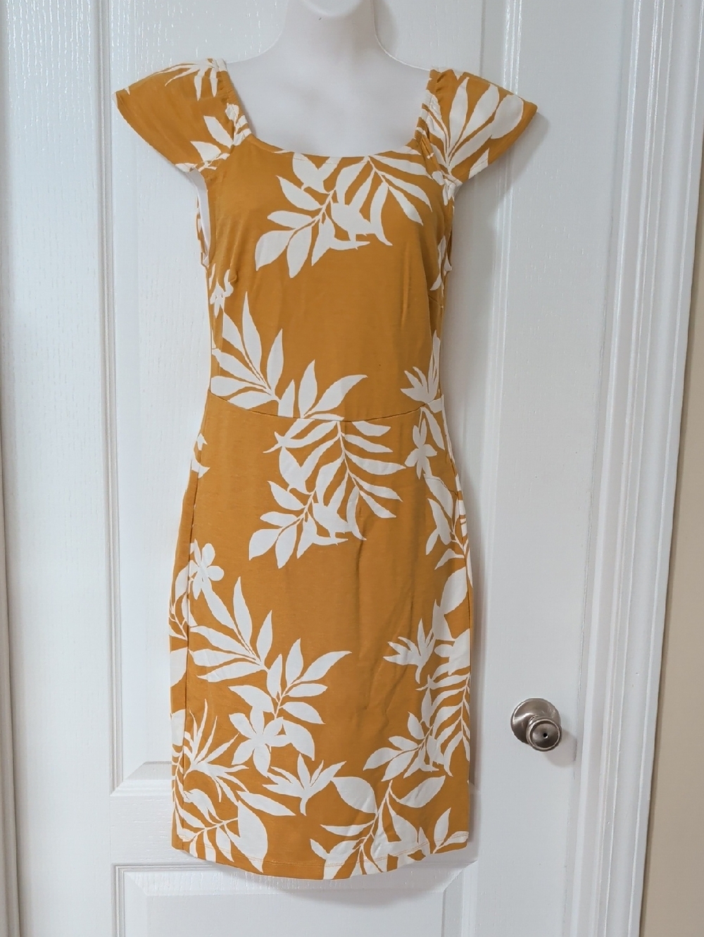 Old Navy Mustard Yellow & White Floral Midi Dress